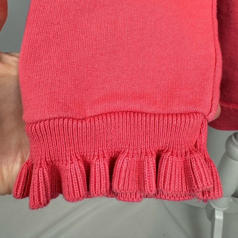 Talbots Ruffle Trim Raglan Sweatshirt Pink Gold Buttons At Neckline Size 1X - Picture 7 of 10
